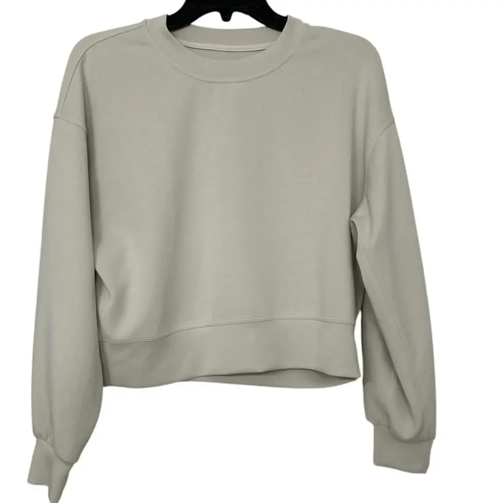 Lululemon Softstreme Perfectly Oversized Cropped Crew White Opal Sweatshirt 2 - Picture 1 of 10
